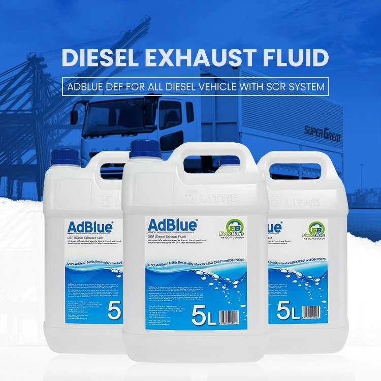 Everblue Wholesale Urea Adblue VDA DEF 5L Diesel Exhaust Fluid Adblue Urea Aqueous Solution Customize Package With Pipe and Box