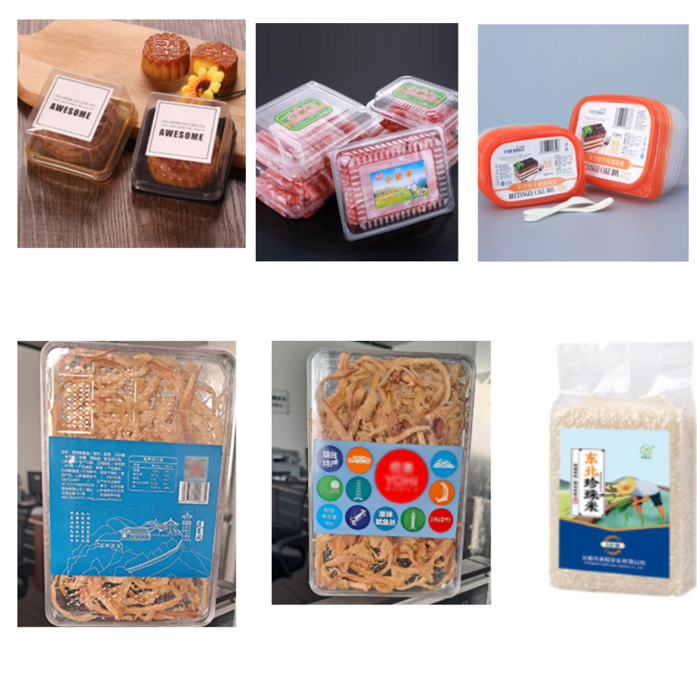 Hot sale top and bottom double-sided labeling machine for Vacuum rice self-adhesive packagingand lunch box packaging labeling