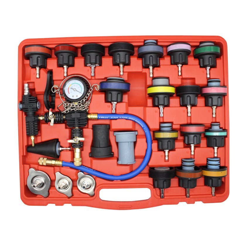 28Pcs Water Tank Leak Detector Pumping Pressure Gauge Cooling System Antifreeze Replacement Tool Test Meter Kit