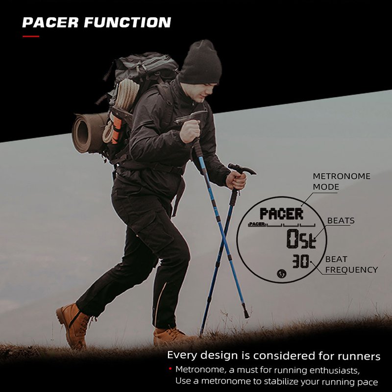 24mm Nylon Sports Outdoor Smart Watch for Men IPS Waterproof Student Watch Step Meter Metronome Compass Carbon Fiber Electronic