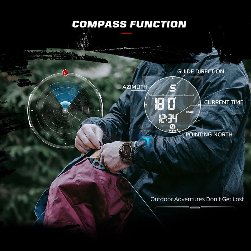 24mm Nylon Sports Outdoor Smart Watch for Men IPS Waterproof Student Watch Step Meter Metronome Compass Carbon Fiber Electronic