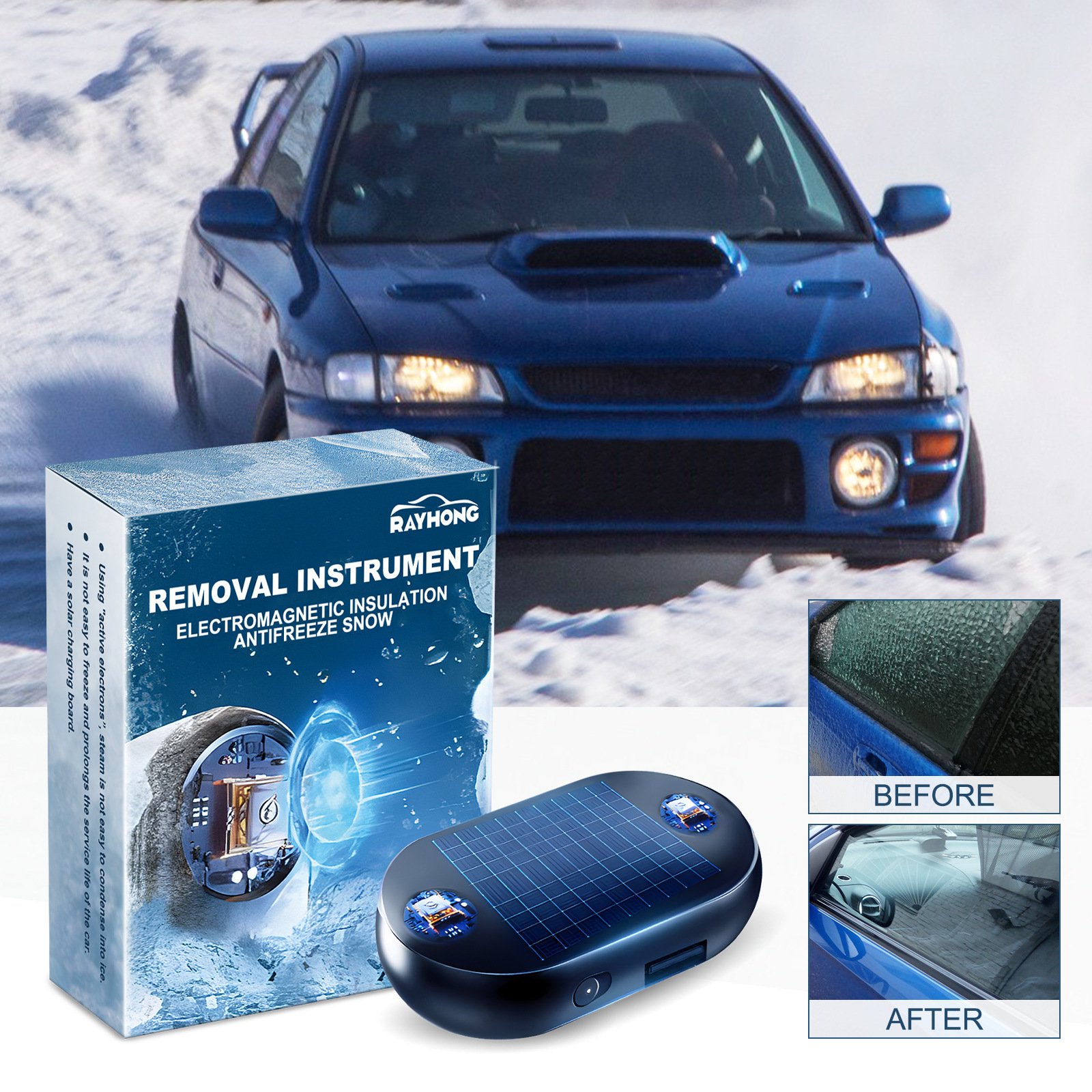 New Rayhong Car Windshield Quick Snow Melting Solar Charging Stylish Appearance Portable Car Antifreeze and Snow Removal Device