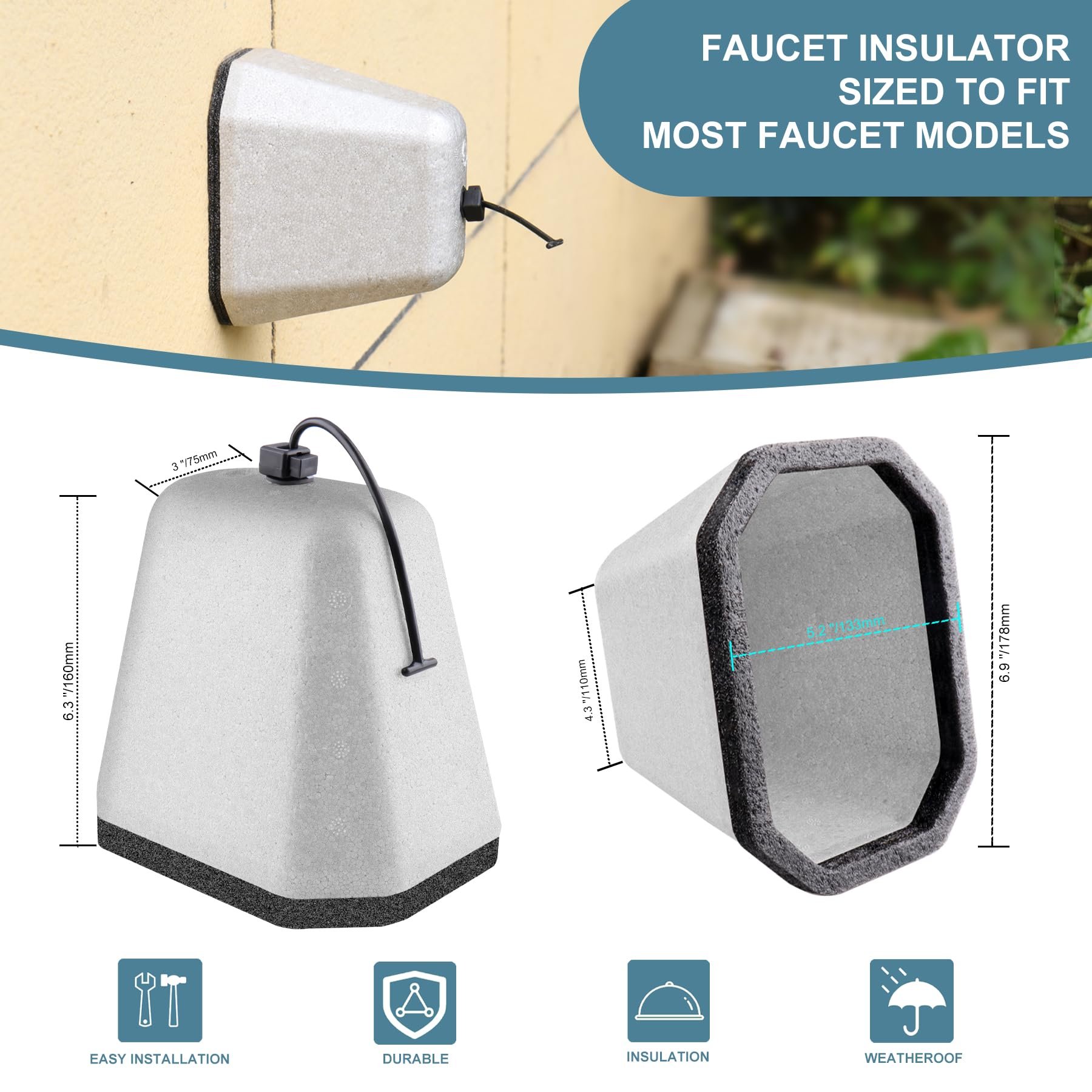 2024 the New Outdoor Foam Faucet Cover Winter Foam Faucet Antifreeze Protective Cover Anti-Ice
