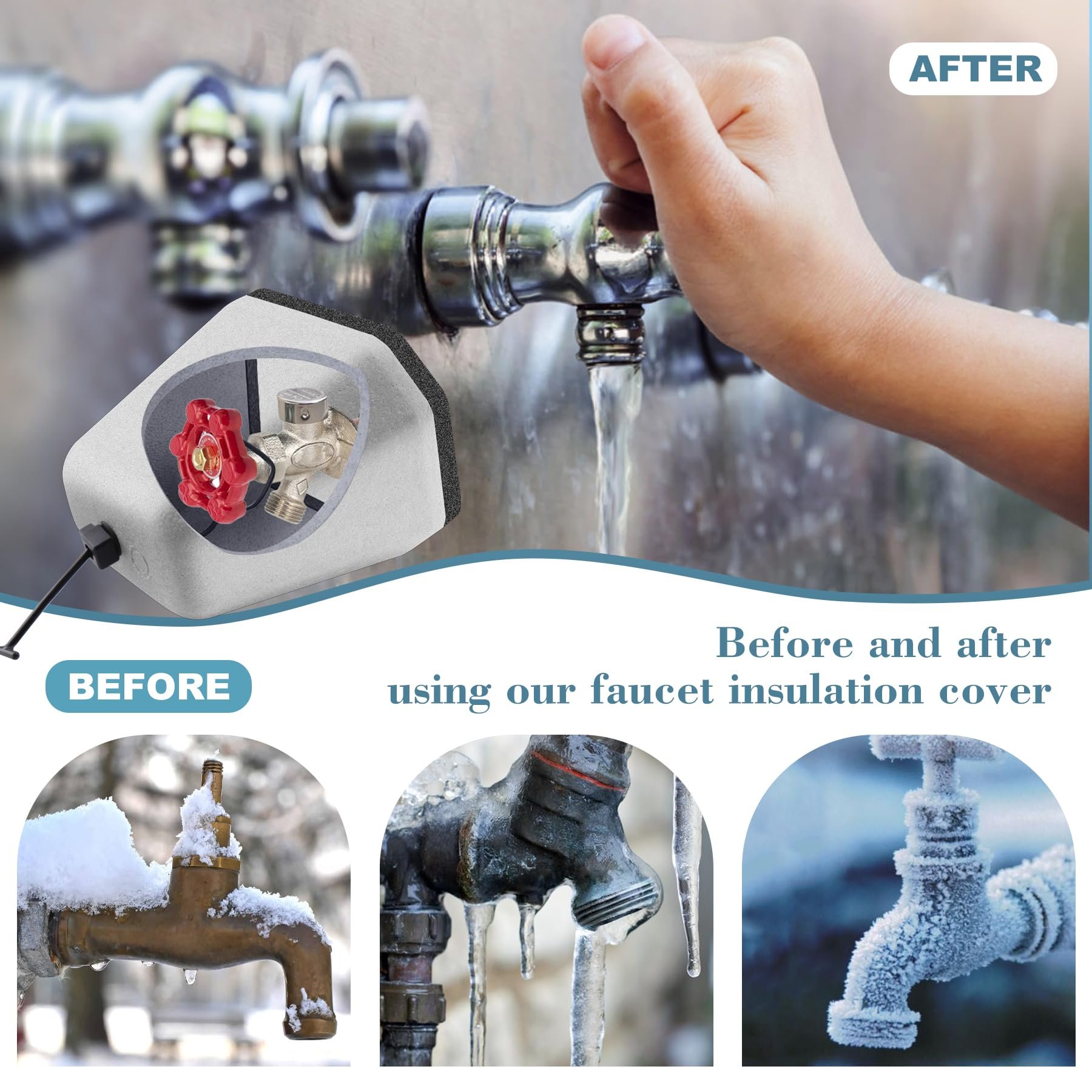 2024 the New Outdoor Foam Faucet Cover Winter Foam Faucet Antifreeze Protective Cover Anti-Ice