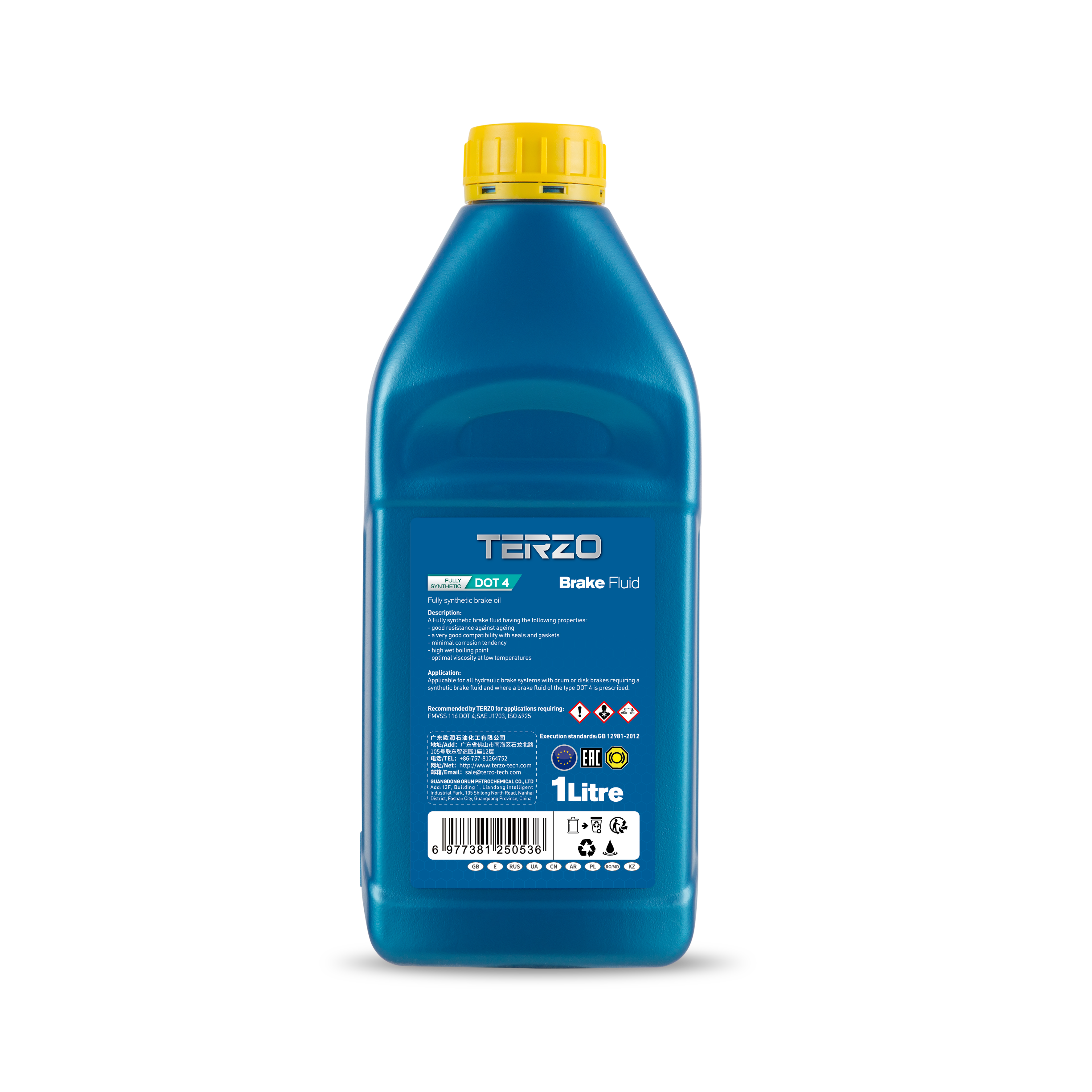 TERZO High Performance DOT 5.1 Brake Fluid, 1L packaging, 16 pieces in one box