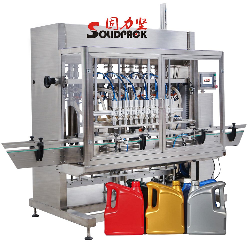 Solidpack Gas Treatment Antifreeze Fluid Full Automatic Servo Motor Oil Filling Machine Bottling Plant
