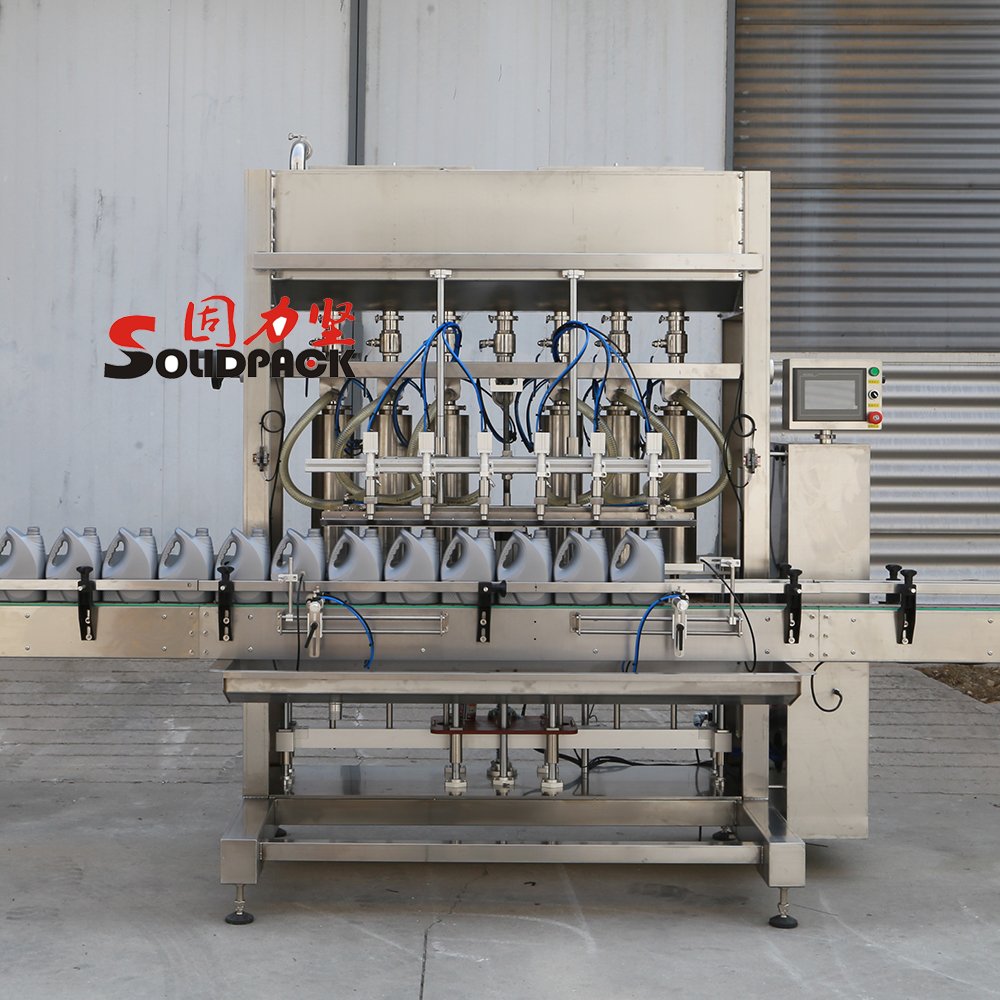 Solidpack Gas Treatment Antifreeze Fluid Full Automatic Servo Motor Oil Filling Machine Bottling Plant