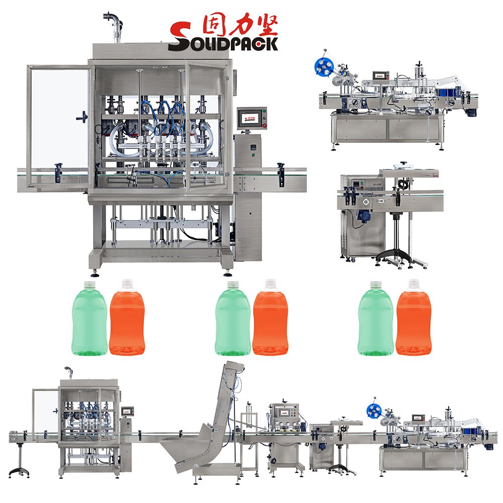 Solidpack Gas Treatment Antifreeze Fluid Full Automatic Servo Motor Oil Filling Machine Bottling Plant