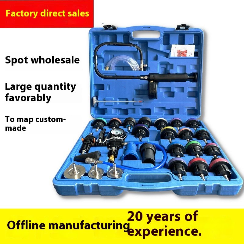 28-Piece Car Radiator Antifreeze Filling Tool Set Engine Analyzer Vacuum Leak Detector Coolant Air Bleeder for Radiator Repair