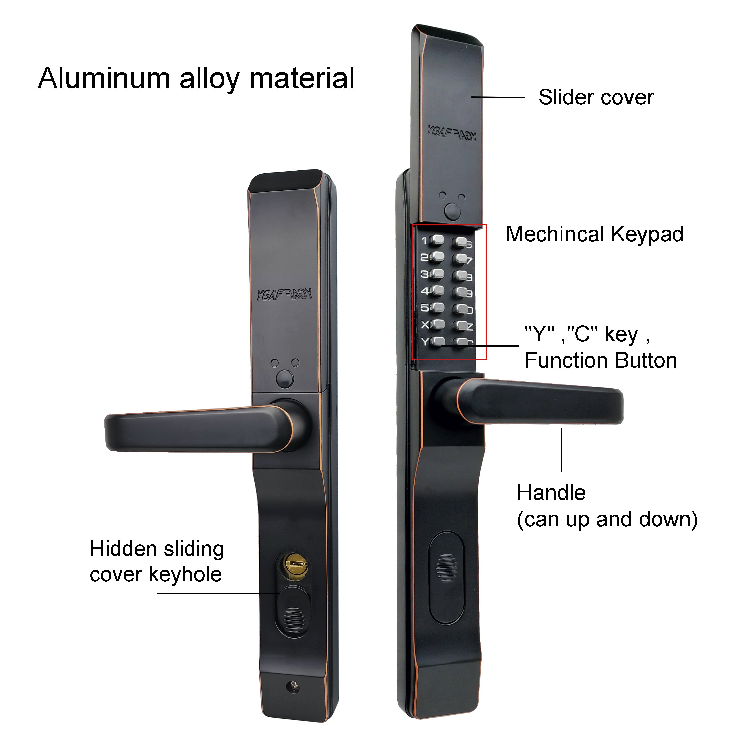 Outdoor Door Lock Waterproof Antifreeze Mechanical Push Keypad Deadbolt Keyless Entry Door Lock