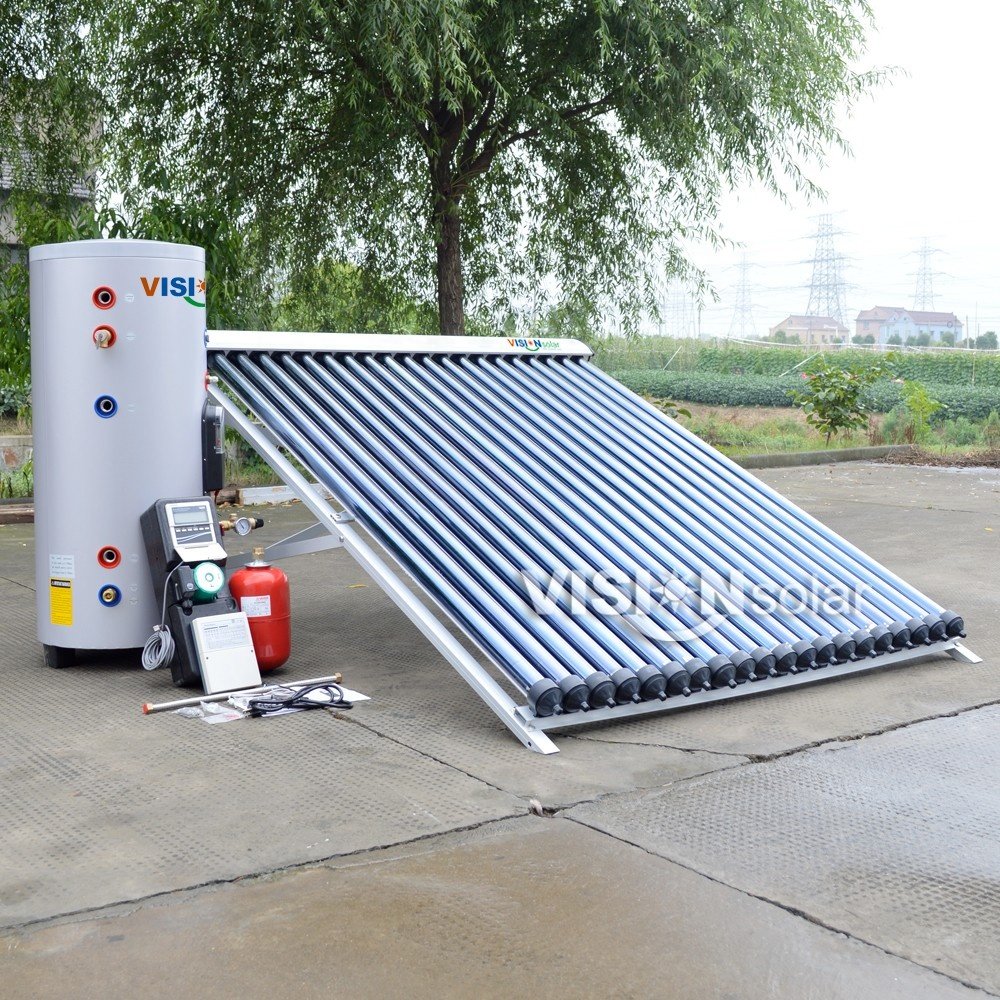 Electric Antifreeze Closed Loop Heat Pipe Solar Water Heater System Stainless Steel Evacuated Tube Outdoor Bath Shower Glass