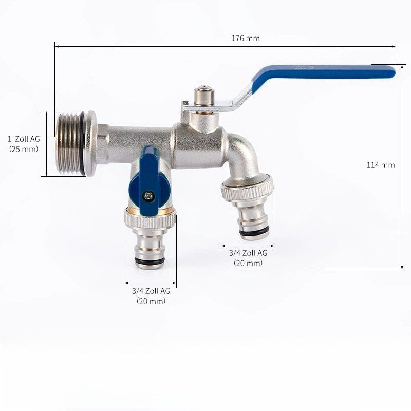 3/4 Garden Hose Brass Basin Faucets Double Opening Antifreeze Nozzle Modern Antique Design for Winter Use & Washing Machine