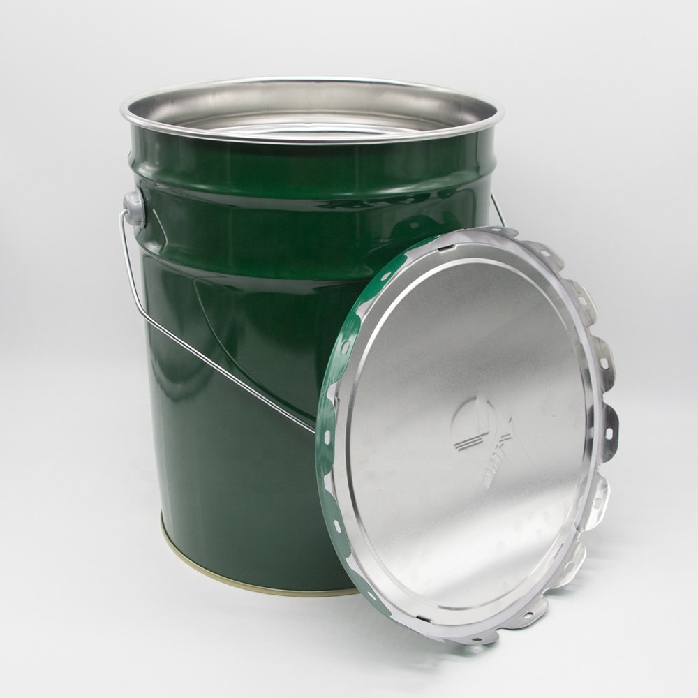20L UN Approved Empty Metal Iron Pail Chemical Grease Round Metal Tin Can Bucket with Lid