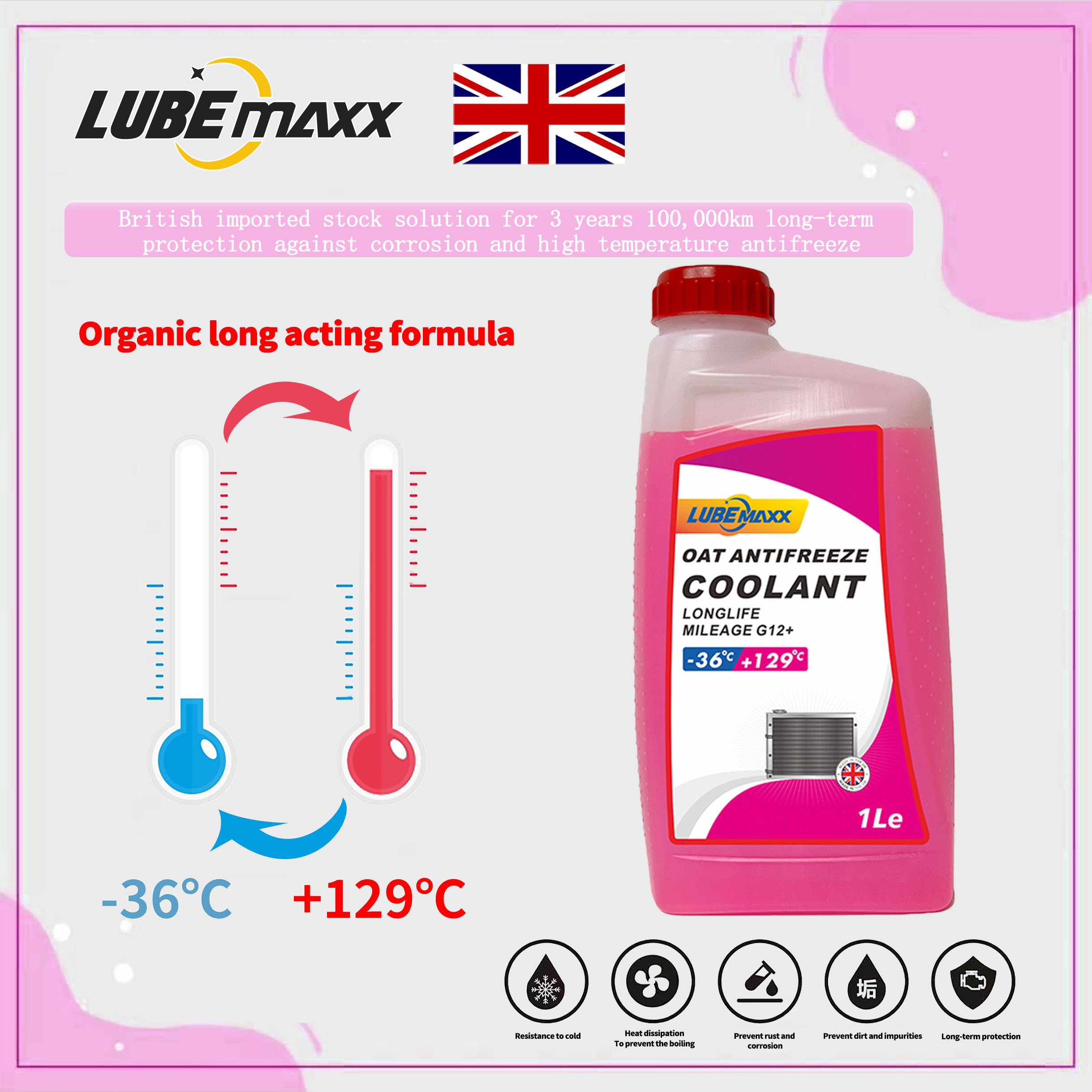 LUBEMAXX Factory Price GW12 OAT Liquid Antifreezescoolant Radiator Water tank Water Green Red Blue pink Radiator Coolant