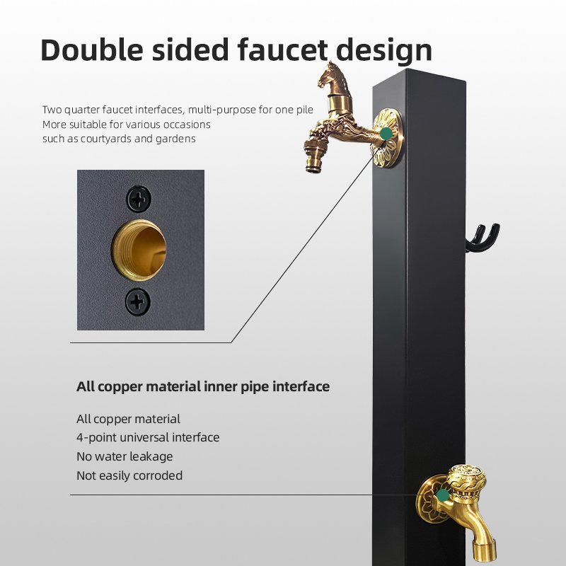 Villa Courtyard Stainless Steel Antifreeze Water Pipe Garden Copper Watering Faucet Outdoor Double-sided Water Pile