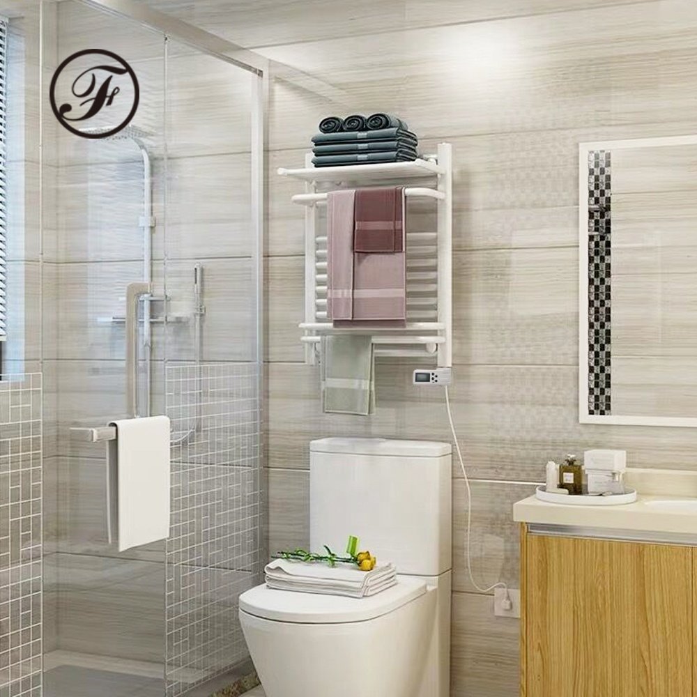 500W LCD Display Thermostat Electric Towel Rail Radiator Towel Warmer White