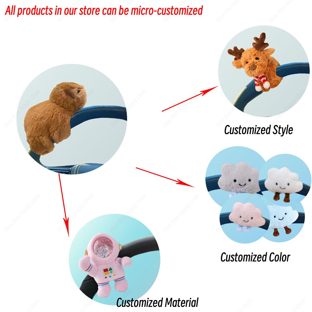 Custom Universal Car Steering Wheel Cover Warm Autumn Winter Cartoon Plush Cloud Interior Accessories Free Size New Condition