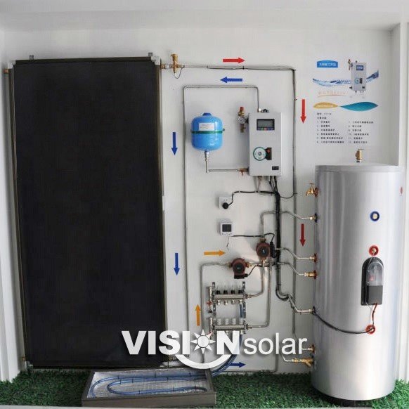 High Efficiency Antifreezing Solar Water Heater 100 to 1000 Liter Blue Titanium Flat Plate for Outdoor Household Use