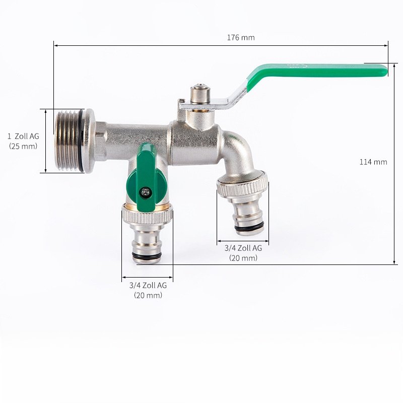 3/4 Garden Hose Water Tap Brass Basin Faucets with Double Opening Antifreeze Nozzle for Washing Machine and Winter Use
