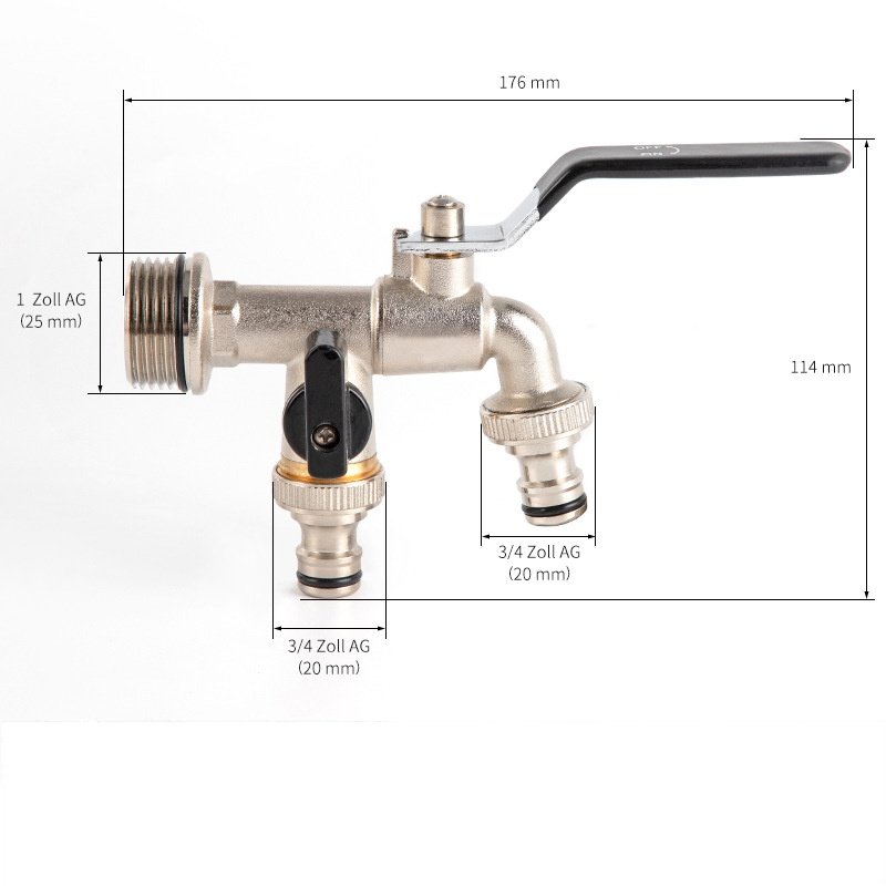 3/4 Garden Hose Water Tap Brass Basin Faucets with Double Opening Antifreeze Nozzle for Washing Machine and Winter Use