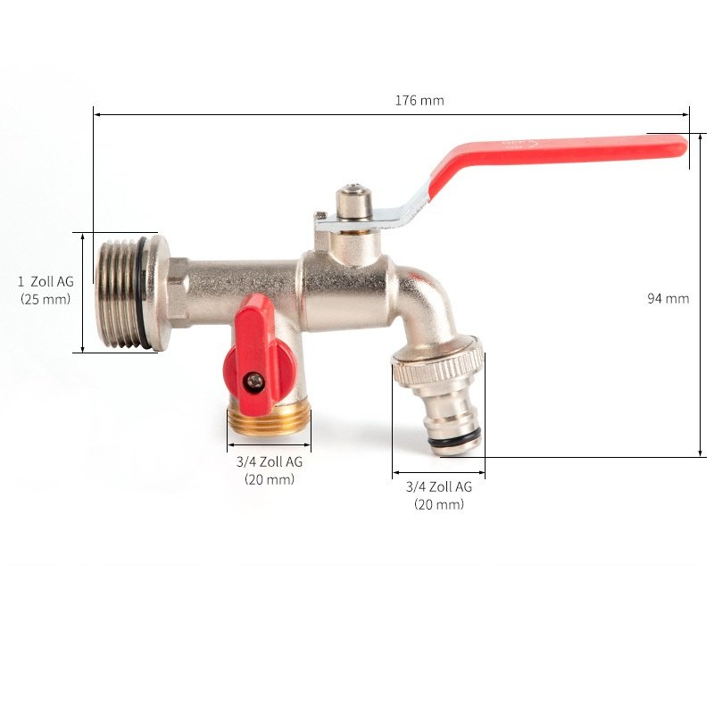3/4 Garden Hose Water Tap Brass Basin Faucets with Double Opening Antifreeze Nozzle for Washing Machine and Winter Use