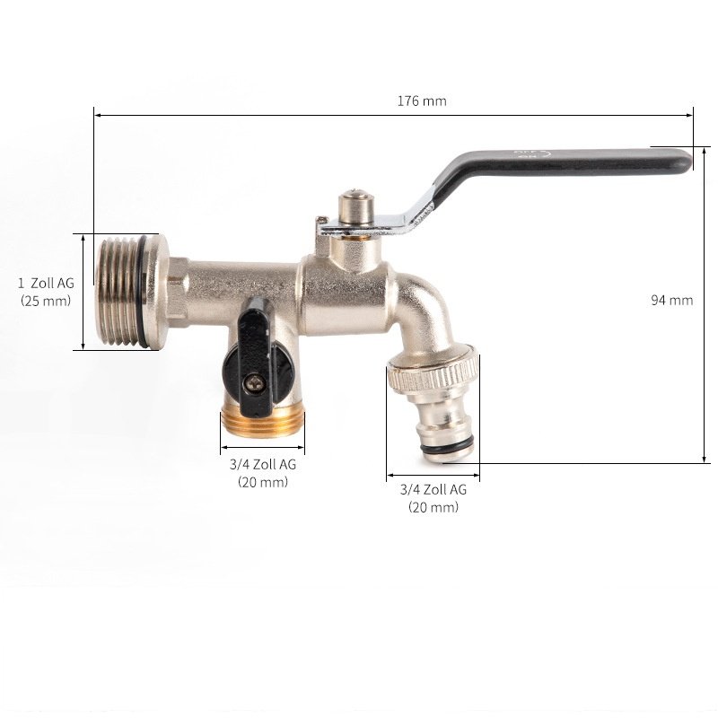 3/4 Garden Hose Water Tap Brass Basin Faucets with Double Opening Antifreeze Nozzle for Washing Machine and Winter Use