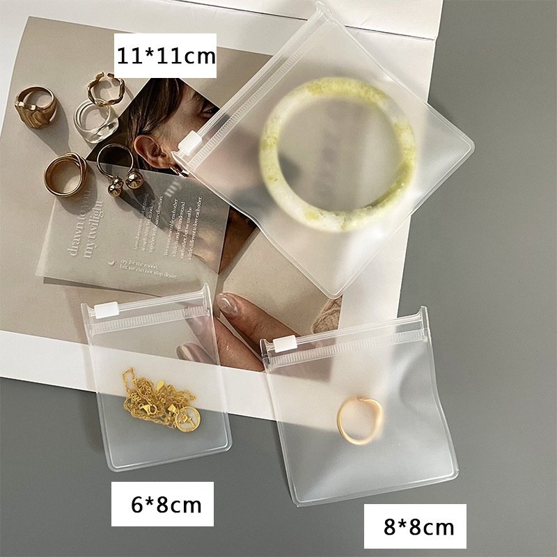 11.8*11Cm Plastic Bag EVA Frosted Ziplock Jewelry Pouch logo Storage Bag With Zipper for Earrings Necklace Packing Bag