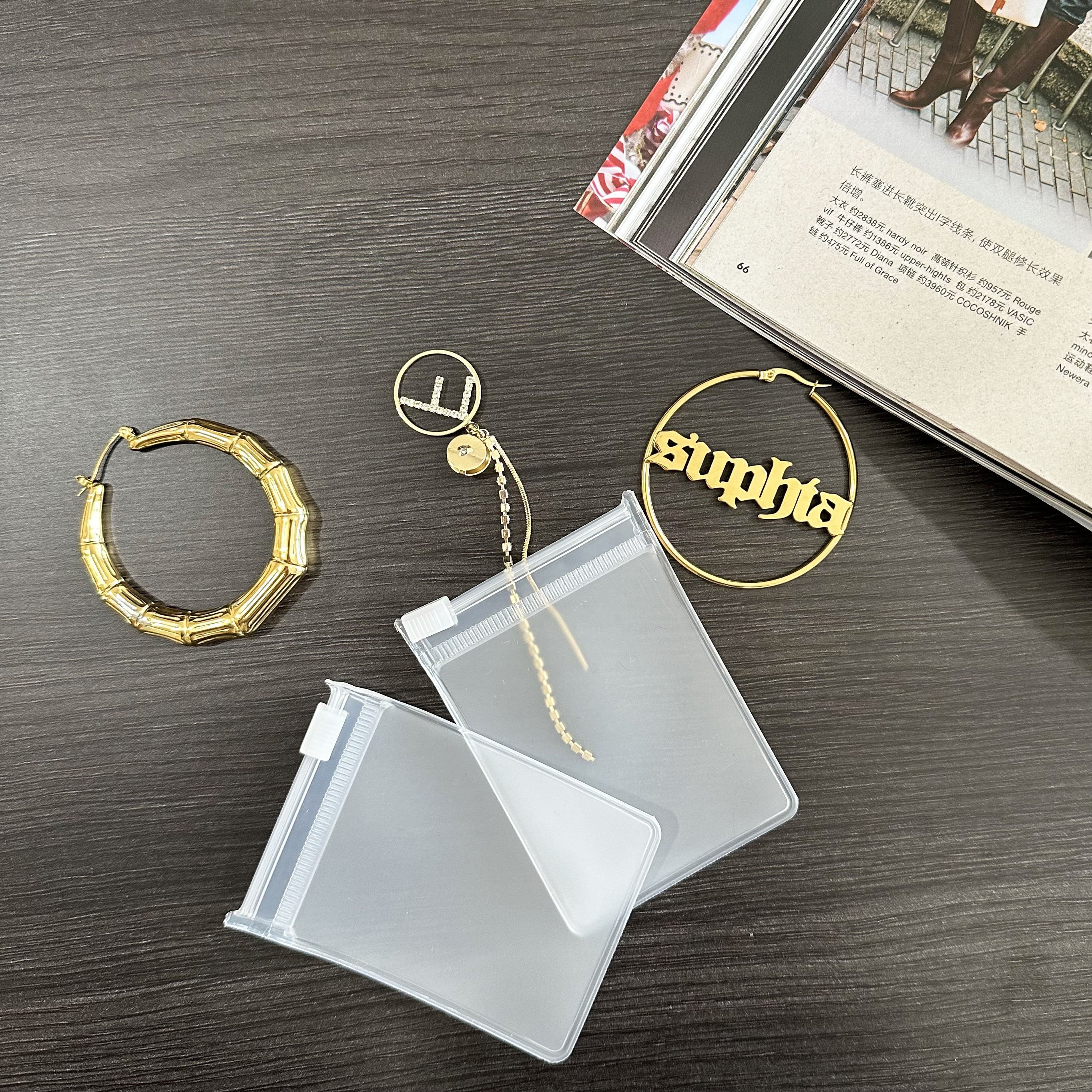 11.8*11Cm Plastic Bag EVA Frosted Ziplock Jewelry Pouch logo Storage Bag With Zipper for Earrings Necklace Packing Bag