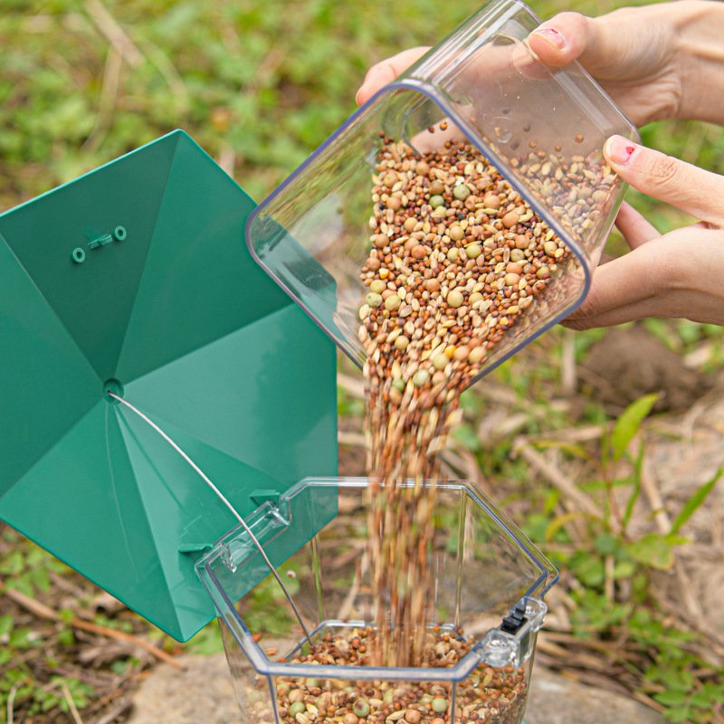 Gray Outdoor Hanging Bird Feeder Foldable Garden Bird Feeder with Sun Protection and Antifreeze Cage Plastic Automatic Features