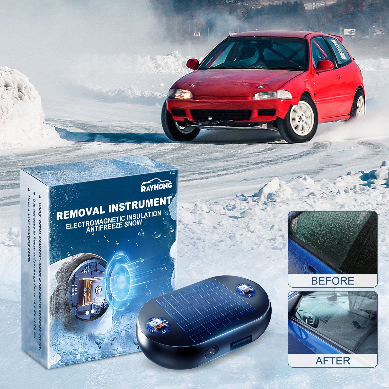 Car Window Anti-Freezing Tool Solar/USB Antifreeze Snow Removal Instrument Active Electrons Winter Deicing Device Car Defroster