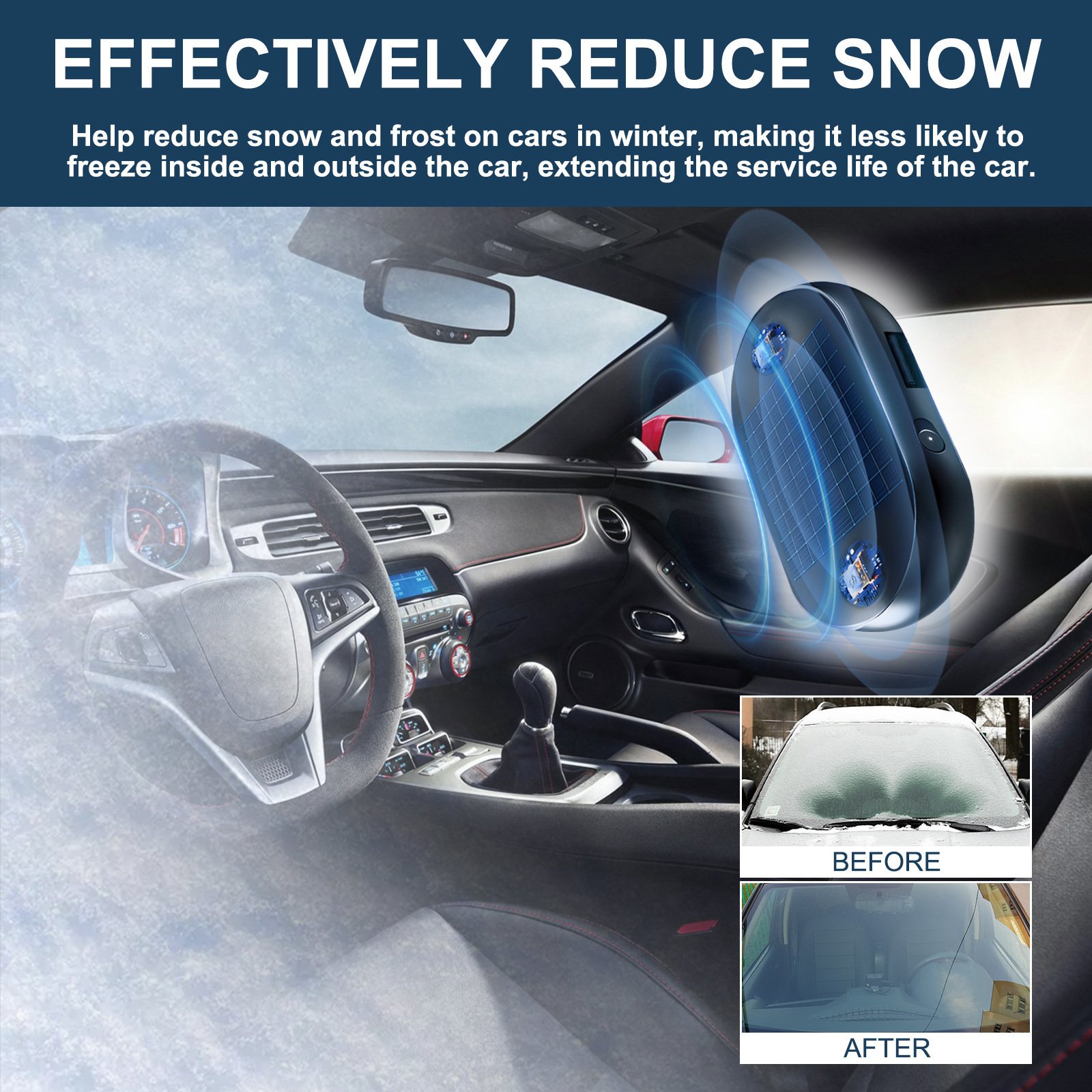 Car Window Anti-Freezing Tool Solar/USB Antifreeze Snow Removal Instrument Active Electrons Winter Deicing Device Car Defroster