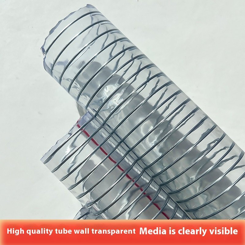 PVC Transparent Steel Wire Reinforced Hose Low Temperature Antifreeze Anti-Aging Pumping Oil Vacuum Garden Hoses Reels
