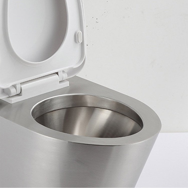 Wholesale High Quality Practical Antifreeze Cracking Western Toilet Pan Public WC Stainless Steel Toilet Bowl With Ceramic Lid