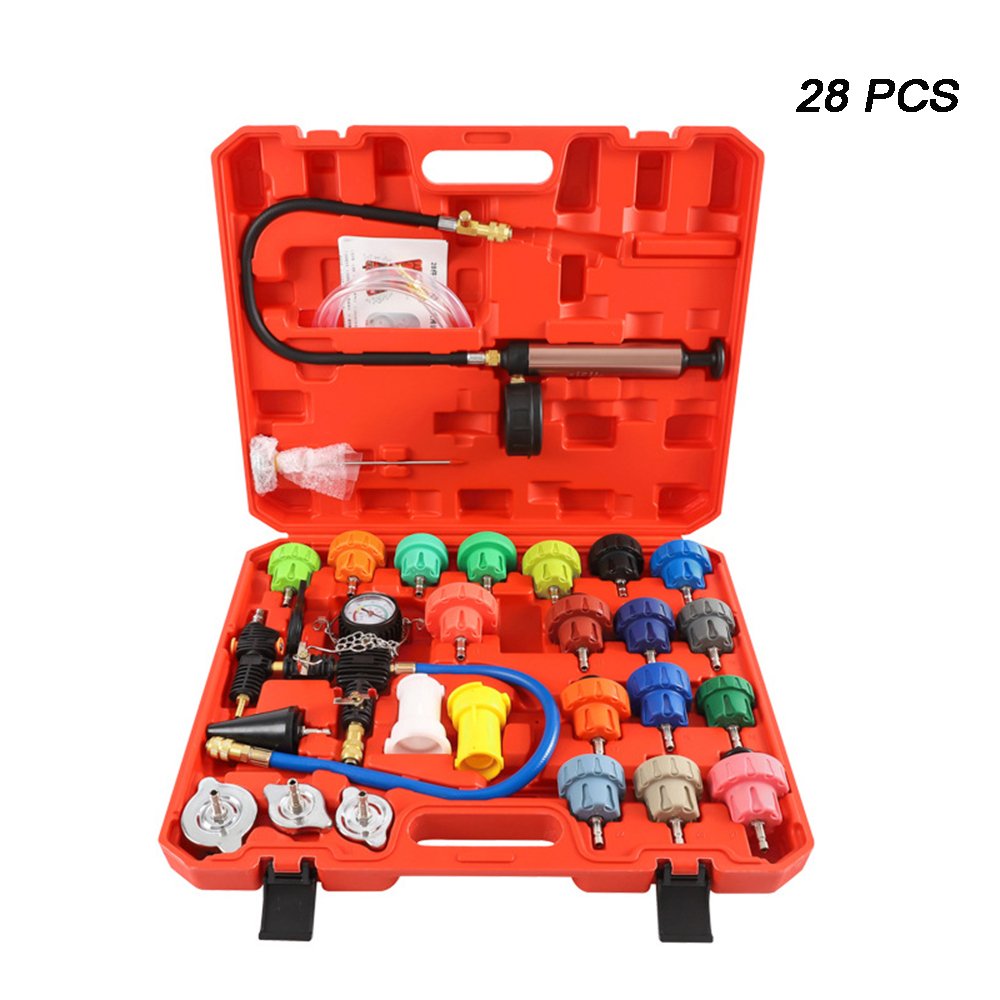 14~34 Pcs Automotive Cooling System Tester Kit Color Water Tank Leak Detector Pump Gauge Adapter Heat Sink Pressure Tester