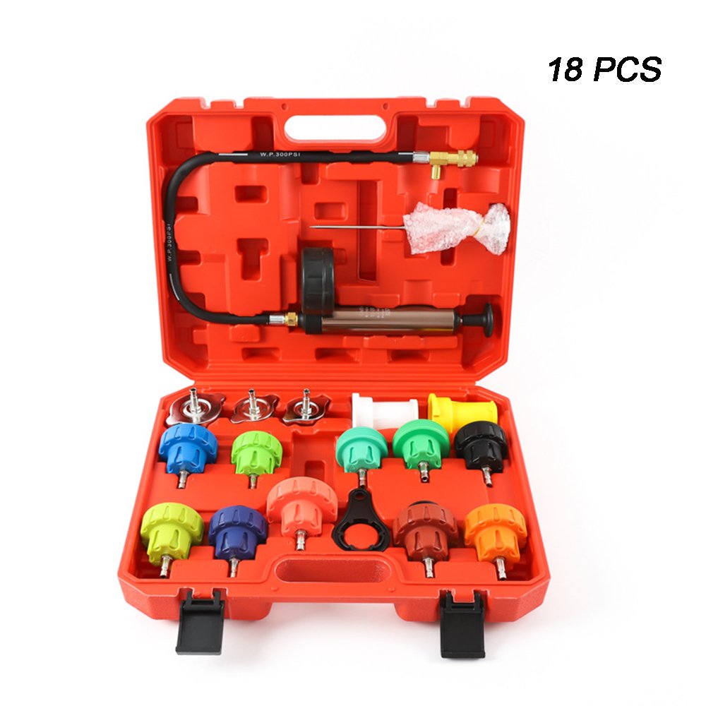 14~34 Pcs Automotive Cooling System Tester Kit Color Water Tank Leak Detector Pump Gauge Adapter Heat Sink Pressure Tester