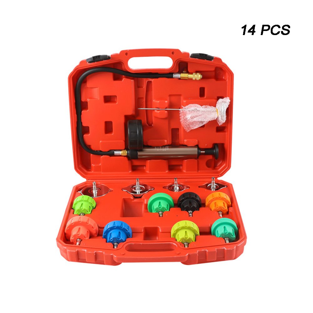 14~34 Pcs Automotive Cooling System Tester Kit Color Water Tank Leak Detector Pump Gauge Adapter Heat Sink Pressure Tester