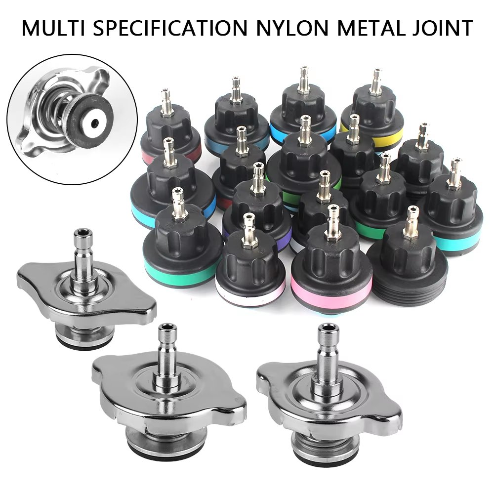 14~34 Pcs Automotive Cooling System Tester Kit Color Water Tank Leak Detector Pump Gauge Adapter Heat Sink Pressure Tester