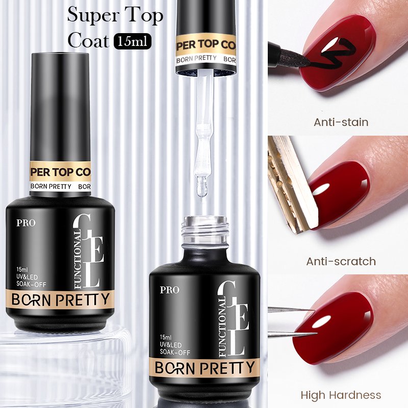 BORN PRETTY PRO 15ml Clear Functional Gel Collection Resin Uv Rubber Base Gel Long Lasting Top Base Coat Gel Polish for Salon