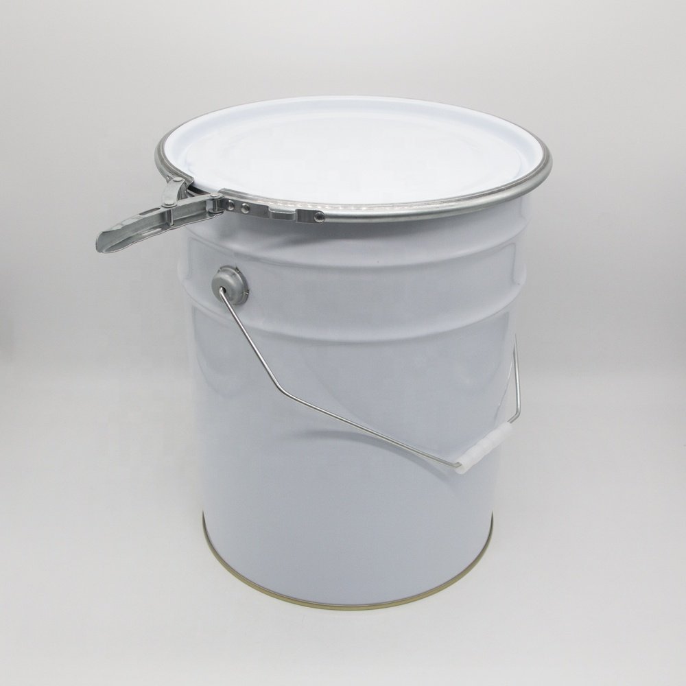 Wholesale Lock Ring Pail 20 Litre Barrel Drum Container Customized Round Paint Metal Tin Bucket with Metal Cap