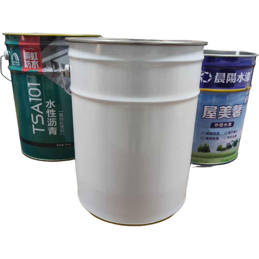 Chinese Factory Price Empty Paint Bucket Metal Tin Pail With Steel Iron Coating Offset Printing Drum Barrel for Use in Packs