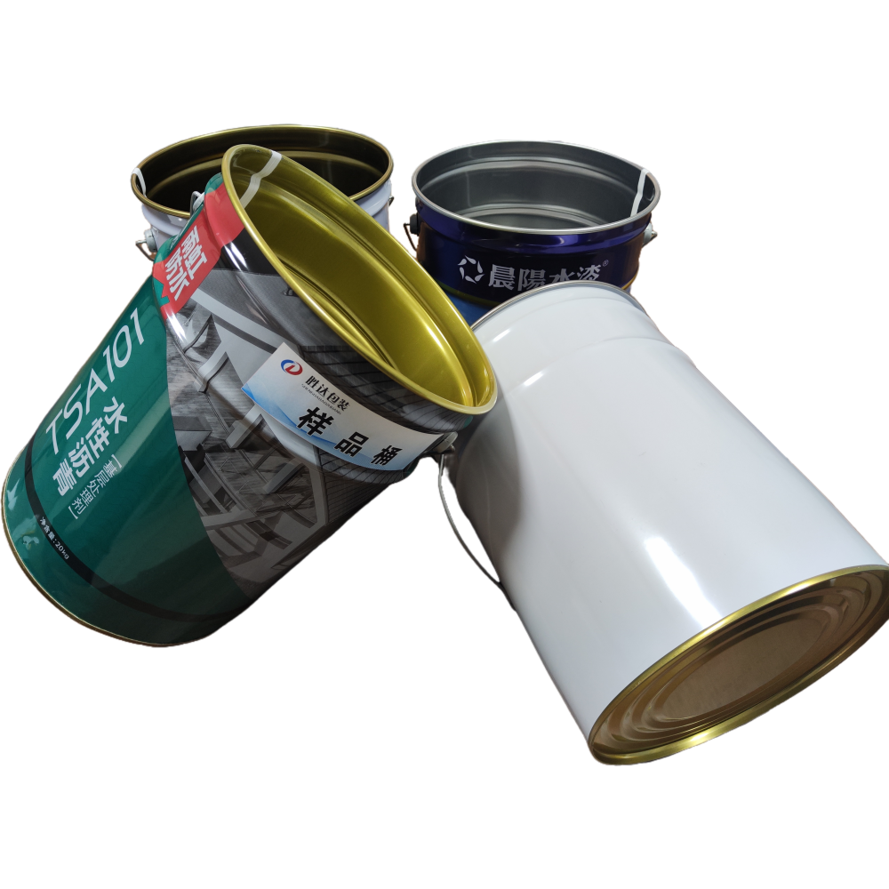 Chinese Factory Price Empty Paint Bucket Metal Tin Pail With Steel Iron Coating Offset Printing Drum Barrel for Use in Packs