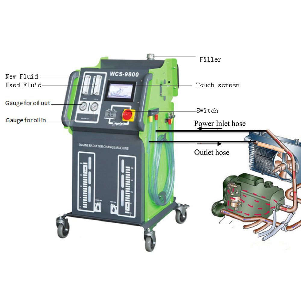 WCS9800 Auto Cooling System Flush Antifreeze Replacement Engine Radiator Cleaning Automotive Coolant Replacement Machine