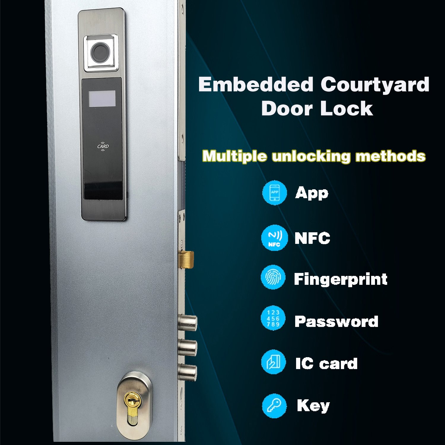 Outside Rainproof Antifreeze Built-in Gate Lock Electronic Keypad Deadbolt Lock Biological Fingerprint Smart Lock
