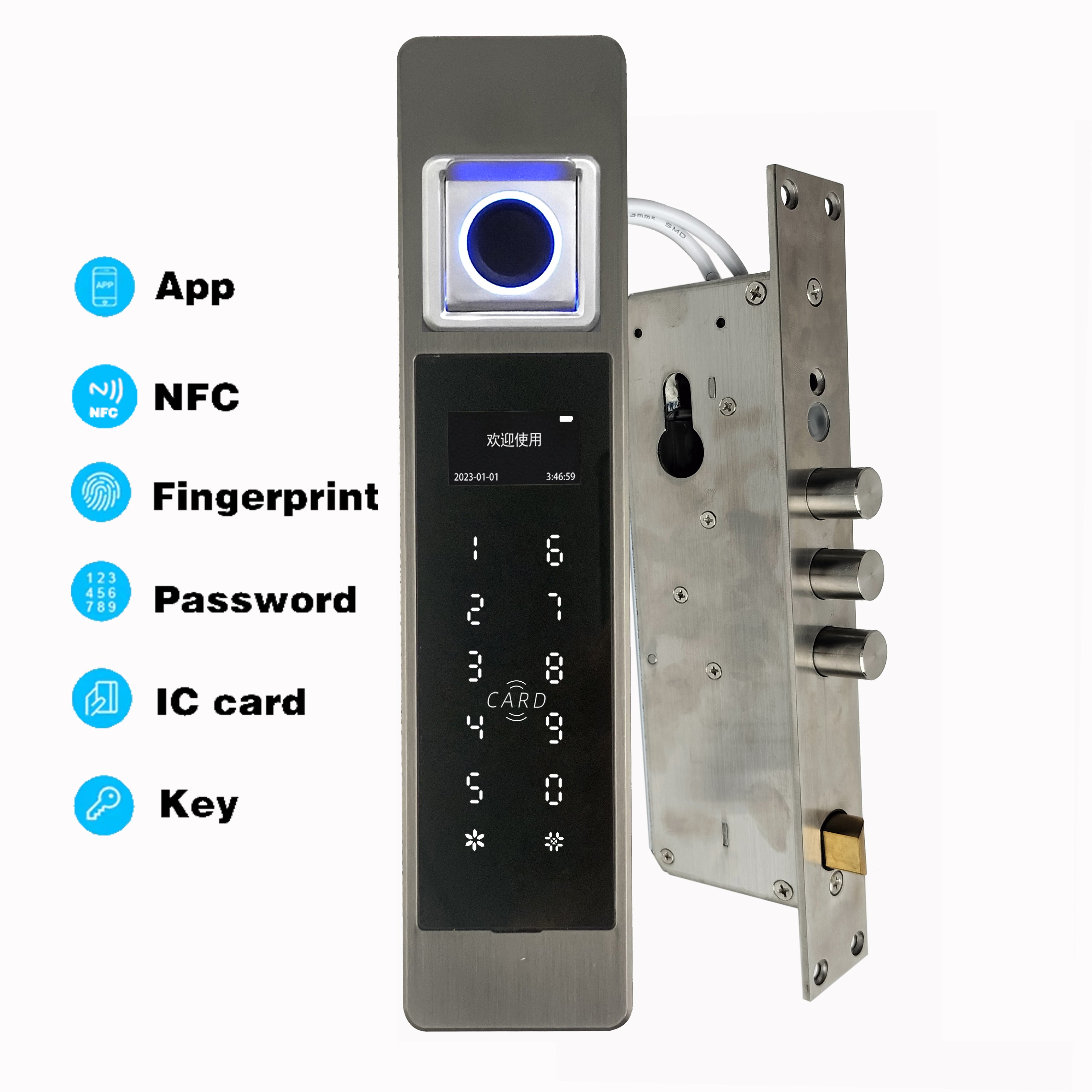 Outside Rainproof Antifreeze Built-in Gate Lock Electronic Keypad Deadbolt Lock Biological Fingerprint Smart Lock