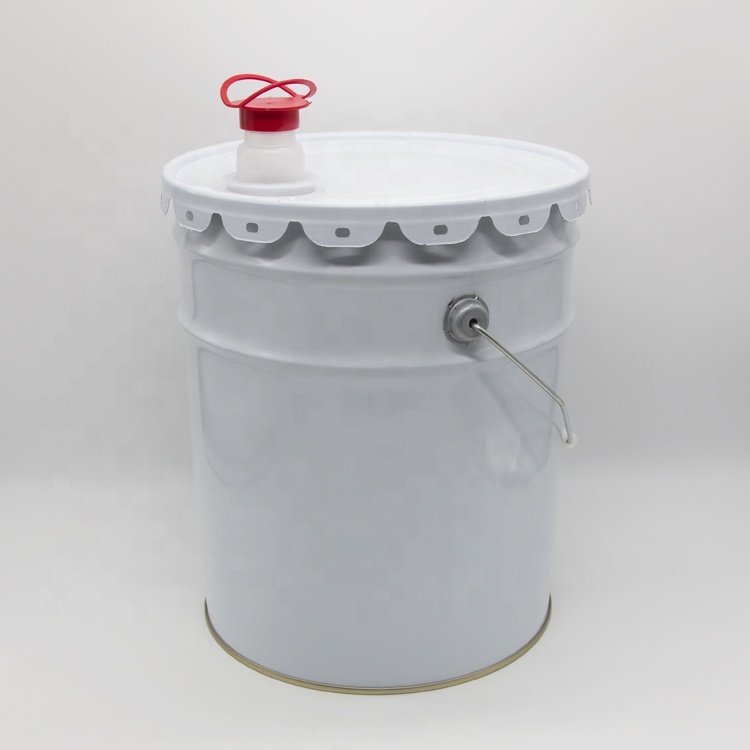 Custom 20L Metal Paint Pail Solvent Tin Paint Bucket with Lock Ring Lid