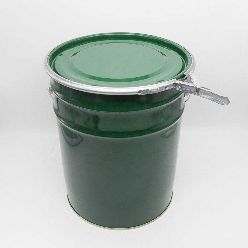 Custom 20L Metal Paint Pail Solvent Tin Paint Bucket with Lock Ring Lid