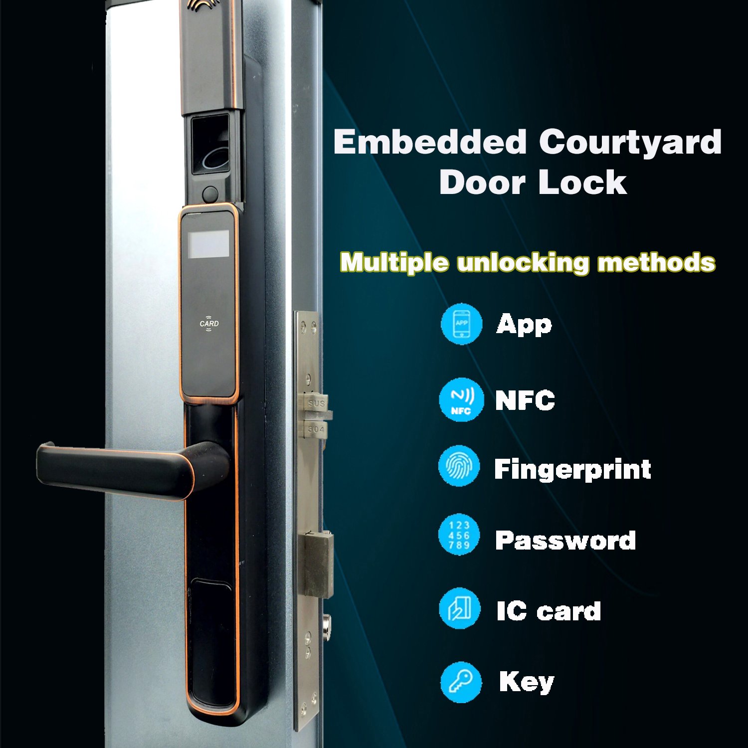 Outdoor Security Gate Intelligent Lock Courtyard Waterproof Antifreeze Electronic Fingerprint Door Lock