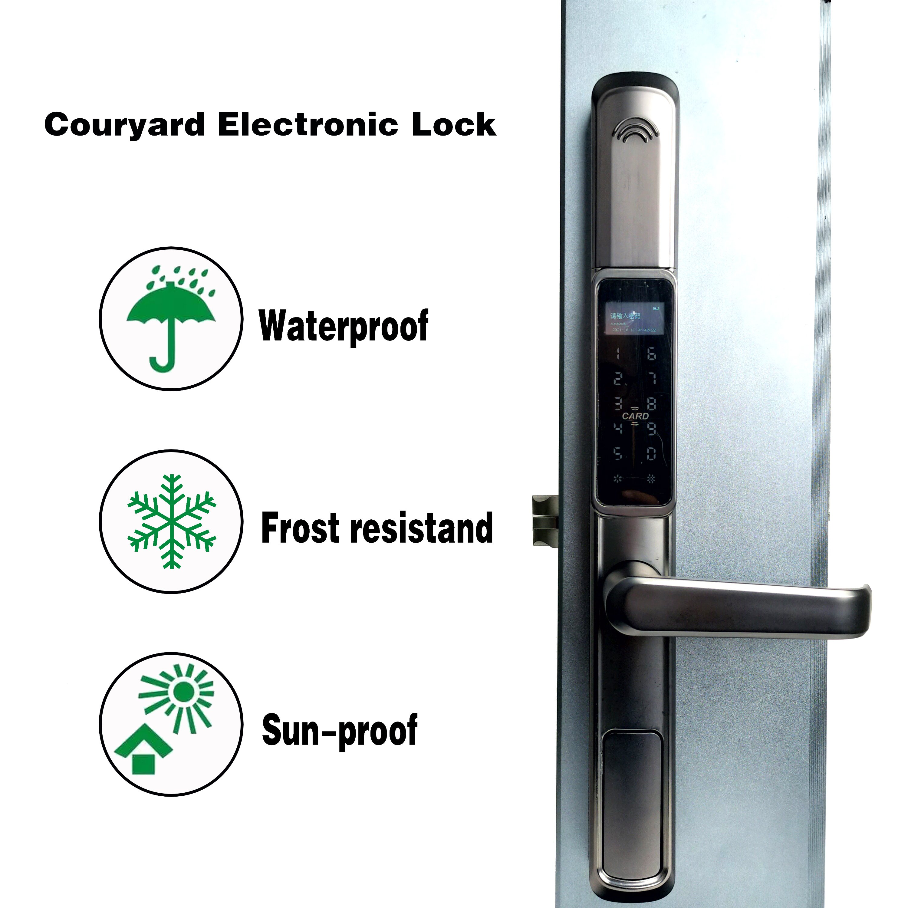 Outdoor Security Gate Intelligent Lock Courtyard Waterproof Antifreeze Electronic Fingerprint Door Lock