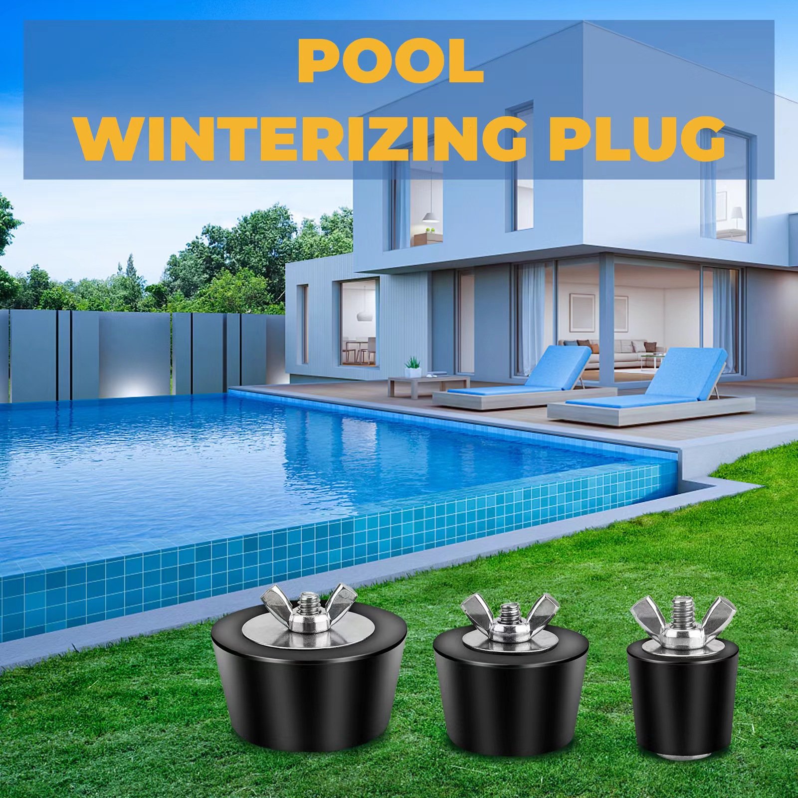 25-63mm Winter Pipe Antifreeze Plug Swimming Pool Rubber StopperPool Winterizing Plug Stainless Steel Bolts Rubber Plug