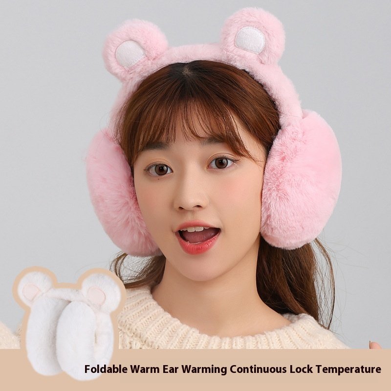 Winter Fur Plush Earmuffs Warm Antifreeze Foldable Ear Protection Cute Frog Heart Rabbit Bear Earflap Earmuff Fluffy Scarf Girls
